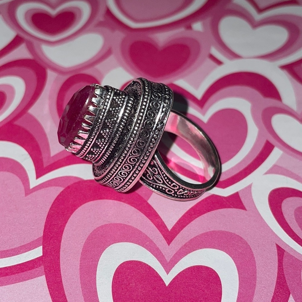 Huge Ruby Silver Ring - image 5